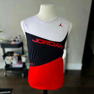 Vintage Rare Air Jordan Jersey Sleeveless in White, Black, and Red XXXL Dri-Fit